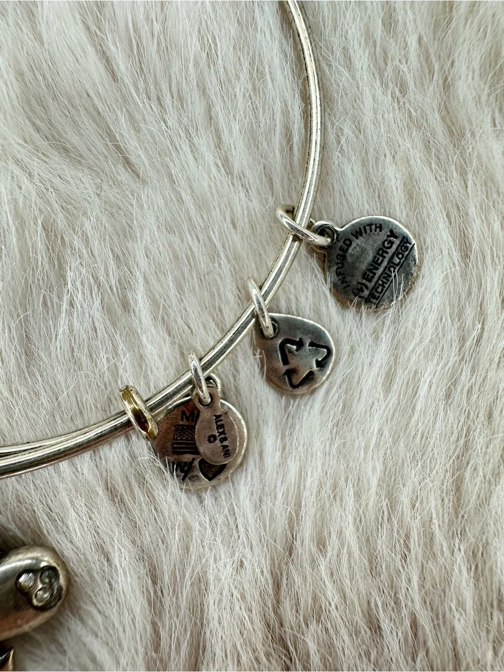 Alex & Ani Silver Heart 3 stud Charm  Bracelet - Picture 4 of 16